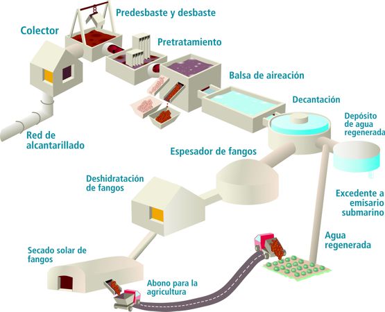 Funcionamiento depuradora aguas residuales 